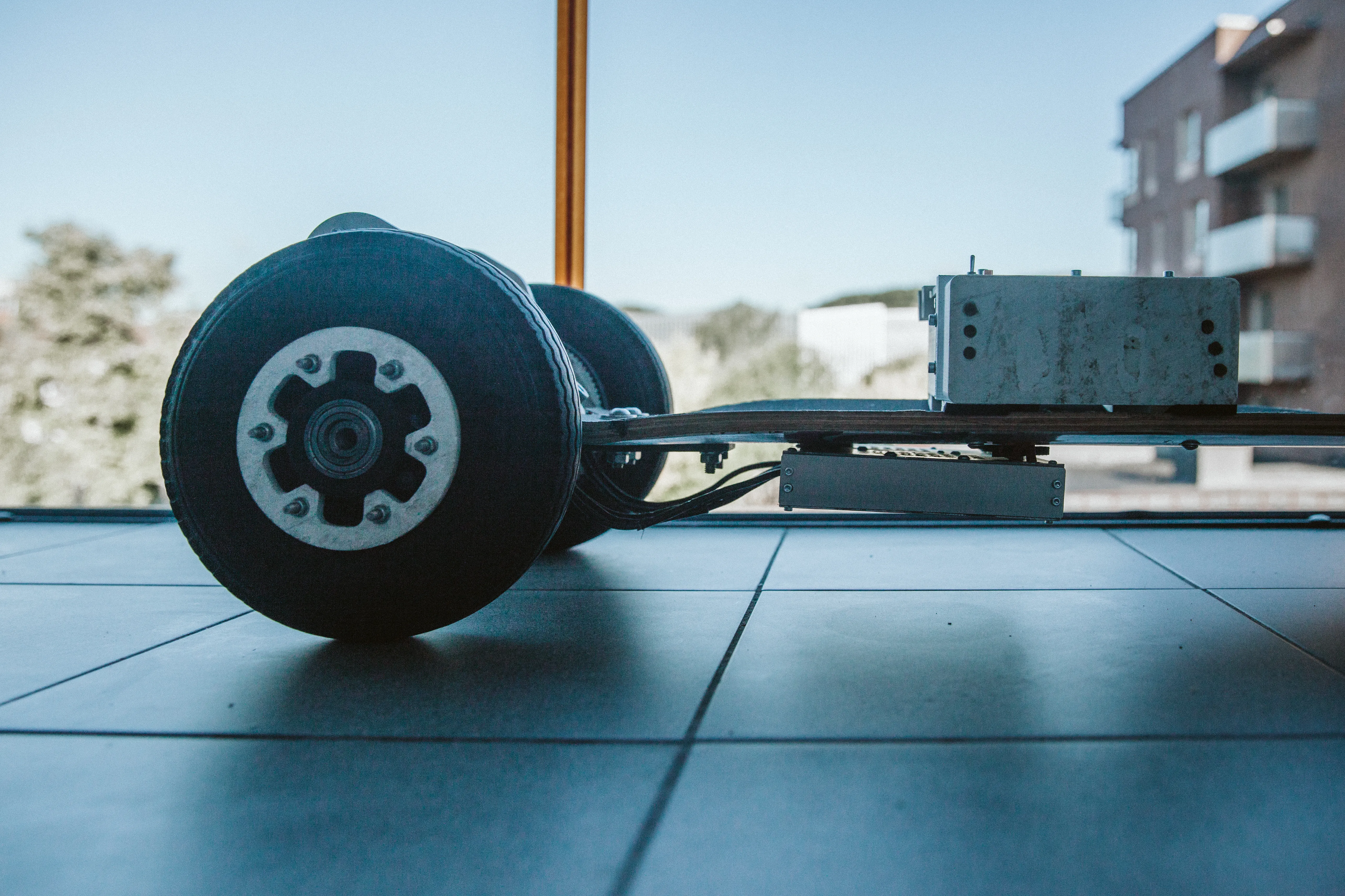 Low angle — wheel hub and enclosures